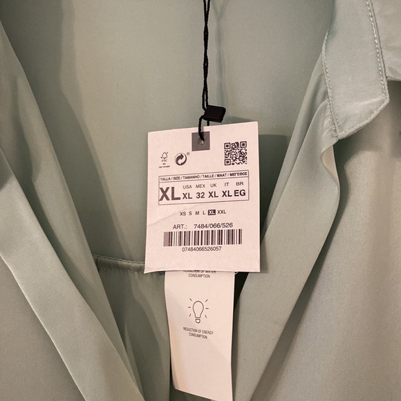 ZARA shirt with long sleeve silky feeling see all pictures brand new with tag - Picture 2 of 12